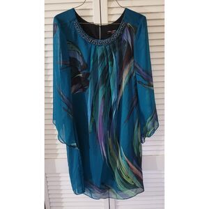 Robbie Bee Sheer Top with Beaded Neckline by Signature – Size 12